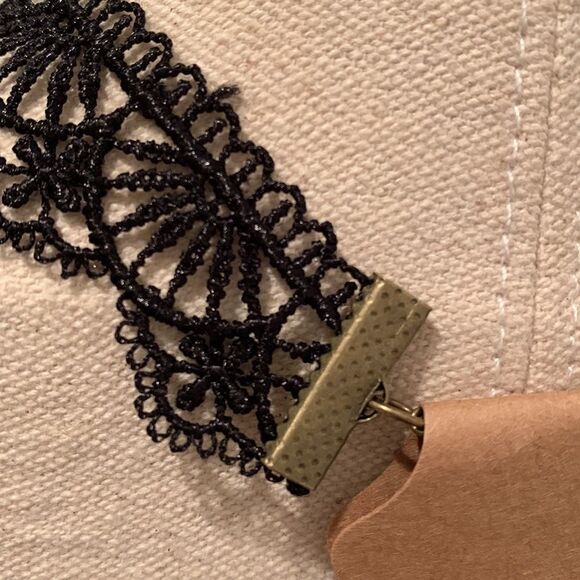 Black Lace Choker Handmade Necklace Gothcore Goth Vintage Victorian Beads NEW - Picture 8 of 10